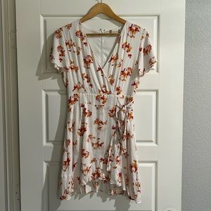 Floral white mini dress